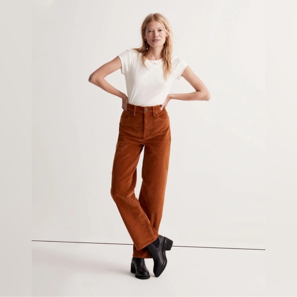 Madewell Pants - Madewell The Perfect Vintage Wide-Leg Pant: Corduroy Edition Saddle Brown | 27